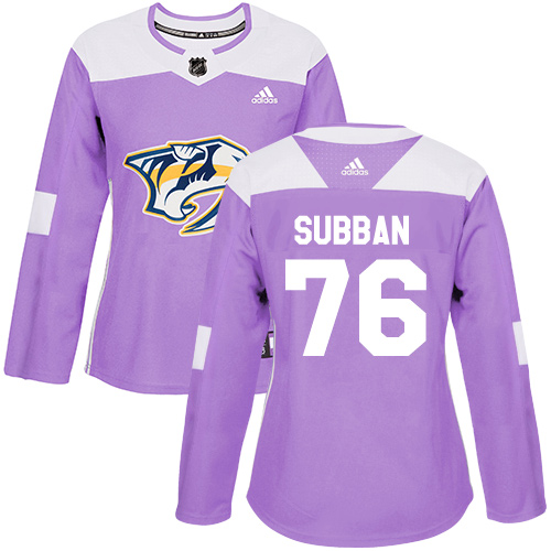 Adidas Predators #76 P.K Subban Purple Authentic Fights Cancer Women's Stitched NHL Jersey